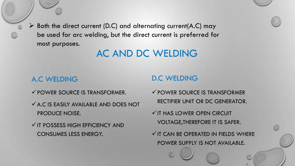 both the direct current d c and alternating