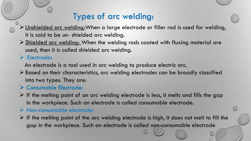 types of arc welding