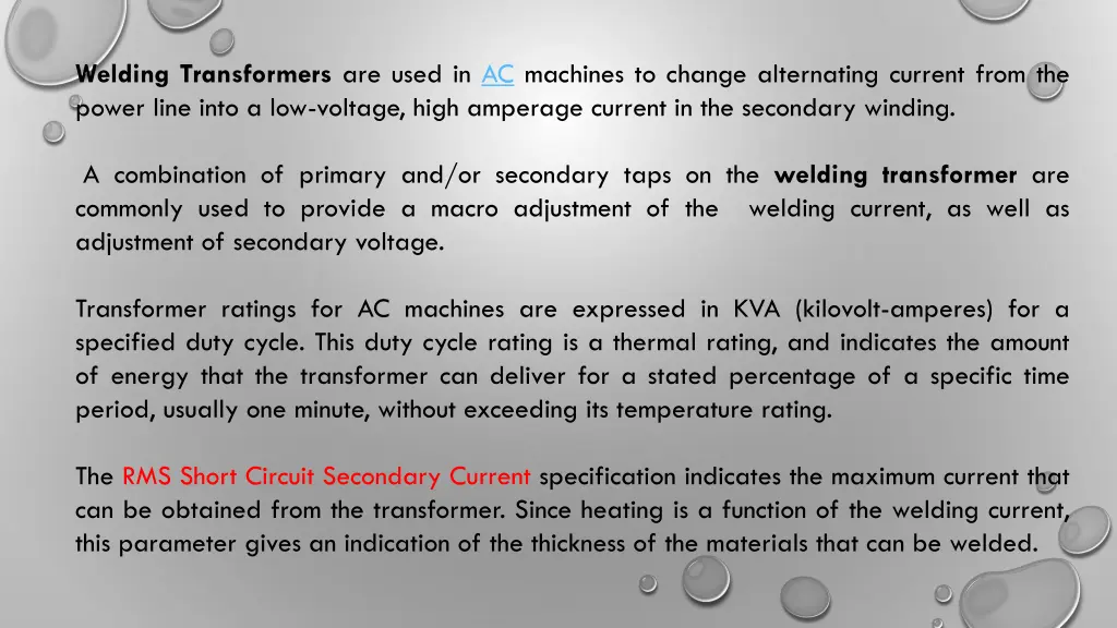 welding transformers are used in ac machines