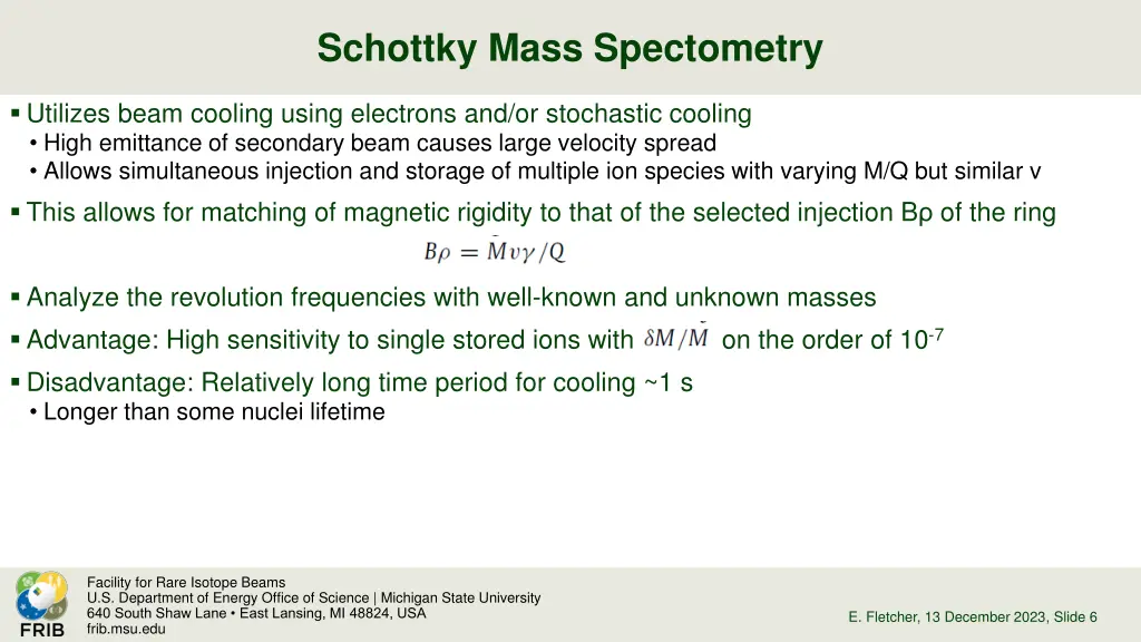 schottky mass spectometry