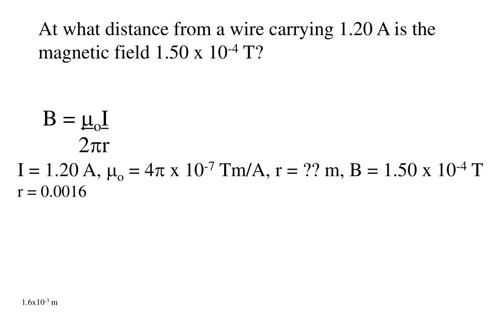 at what distance from a wire carrying