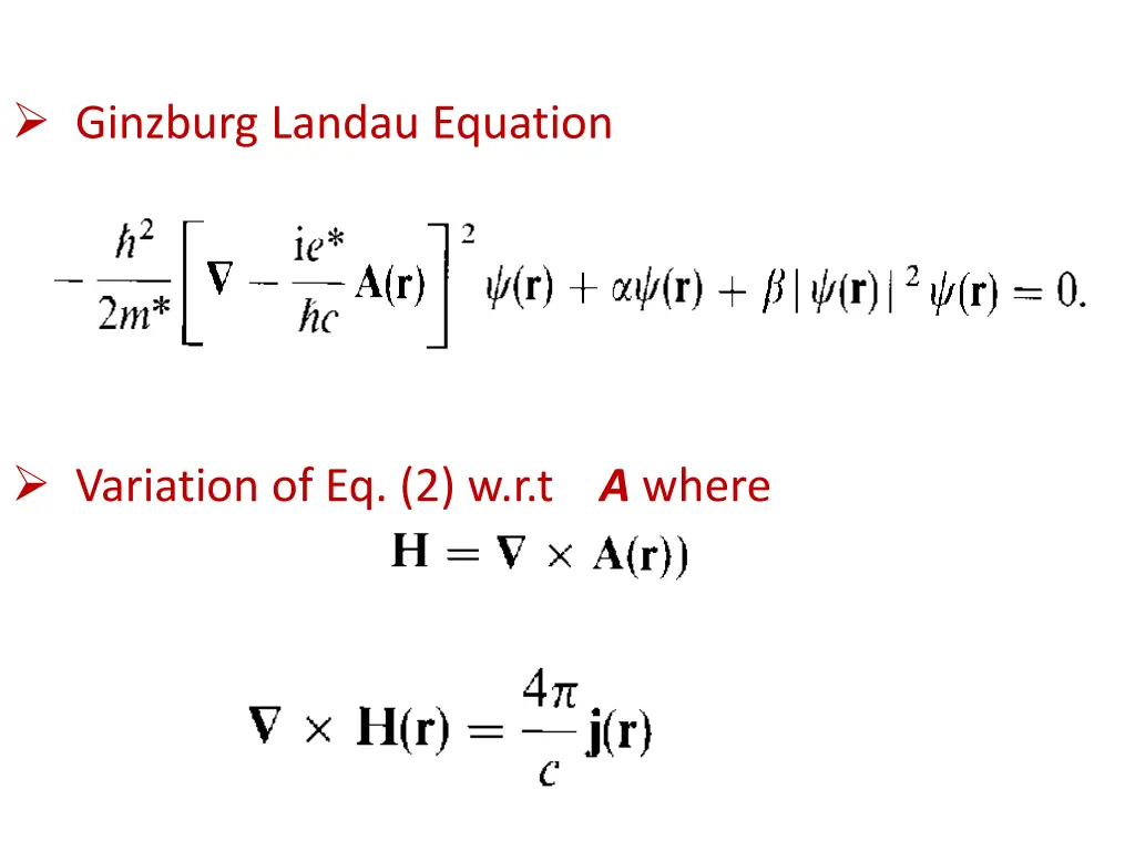 ginzburg landau equation