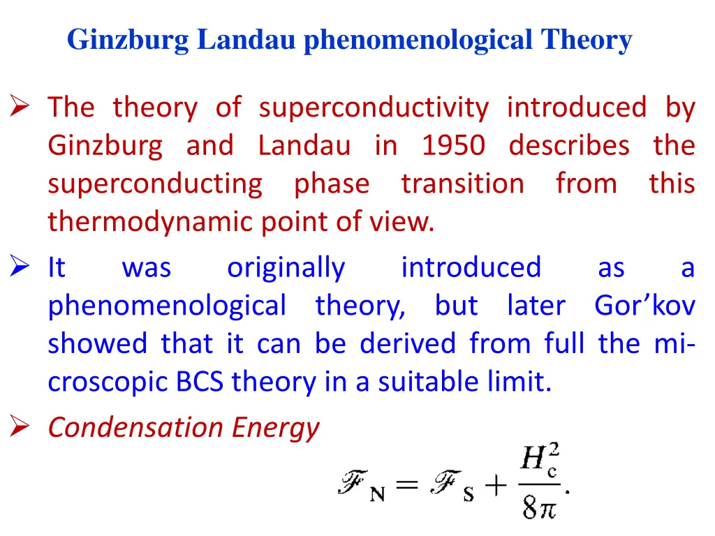 ginzburg landau phenomenological theory 1