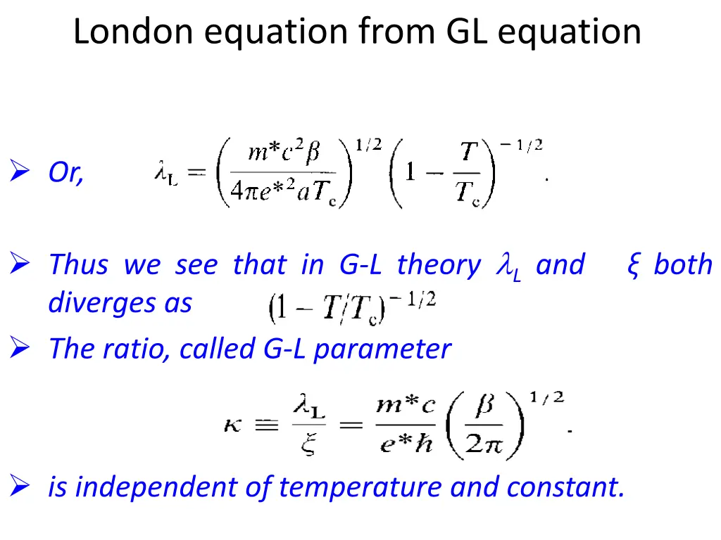 london equation from gl equation 1