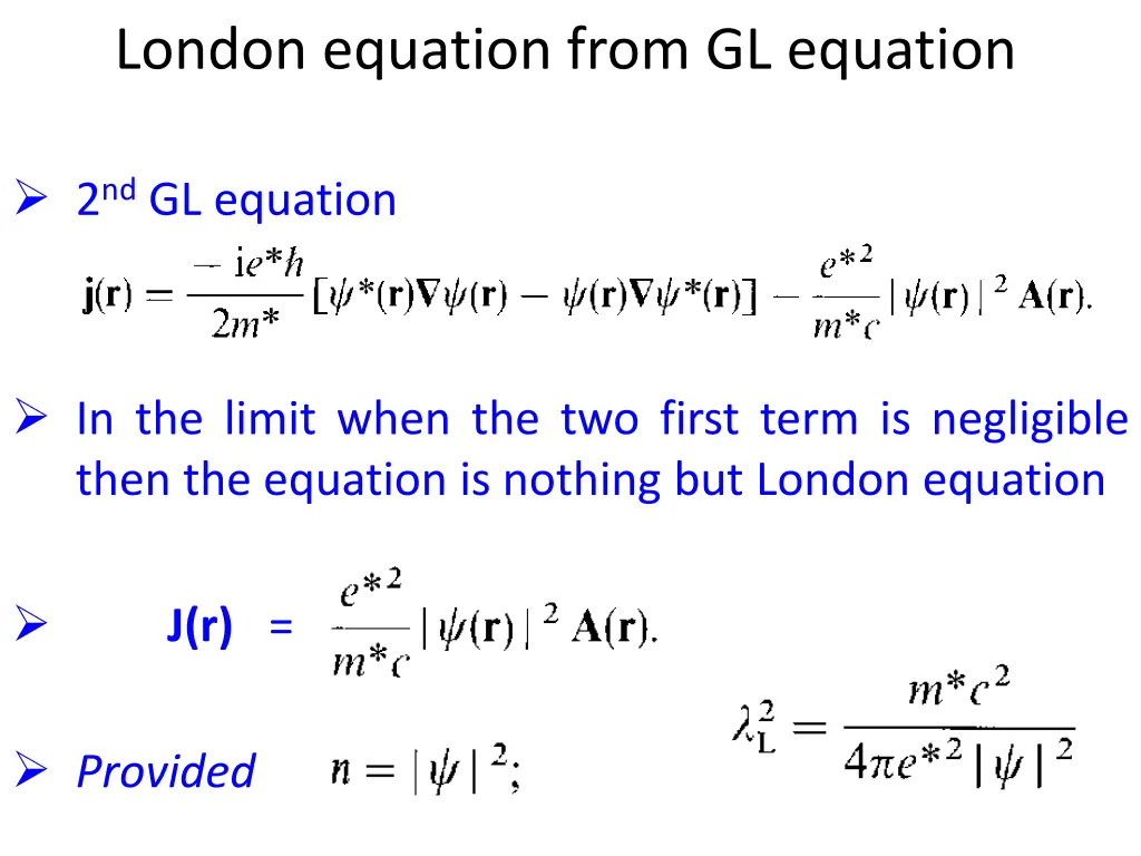 london equation from gl equation