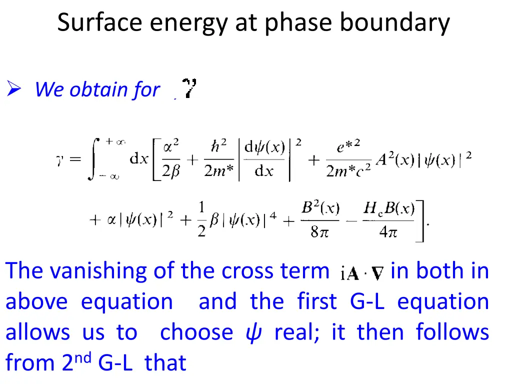surface energy at phase boundary 1