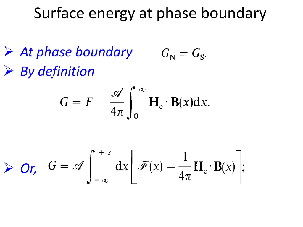 surface energy at phase boundary