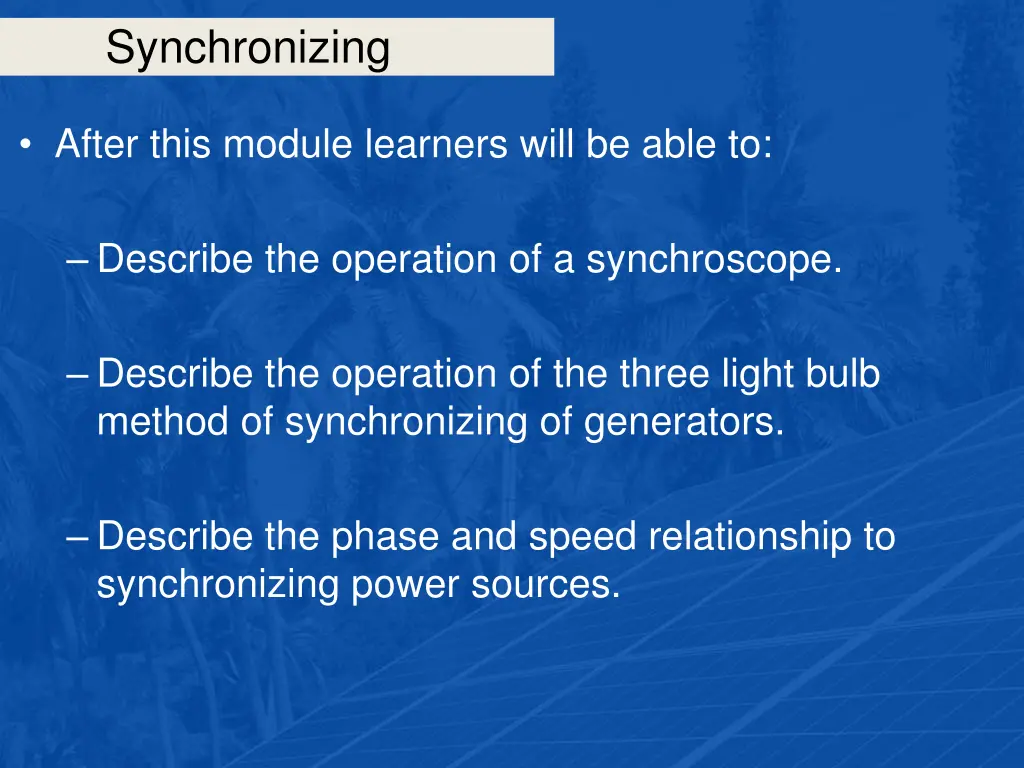 synchronizing 1