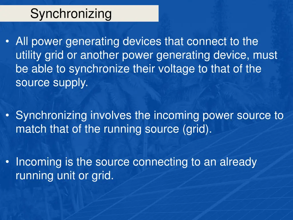 synchronizing 17