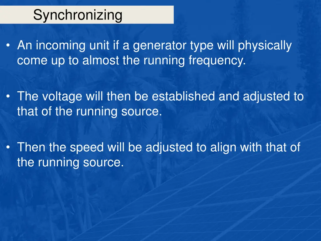 synchronizing 18