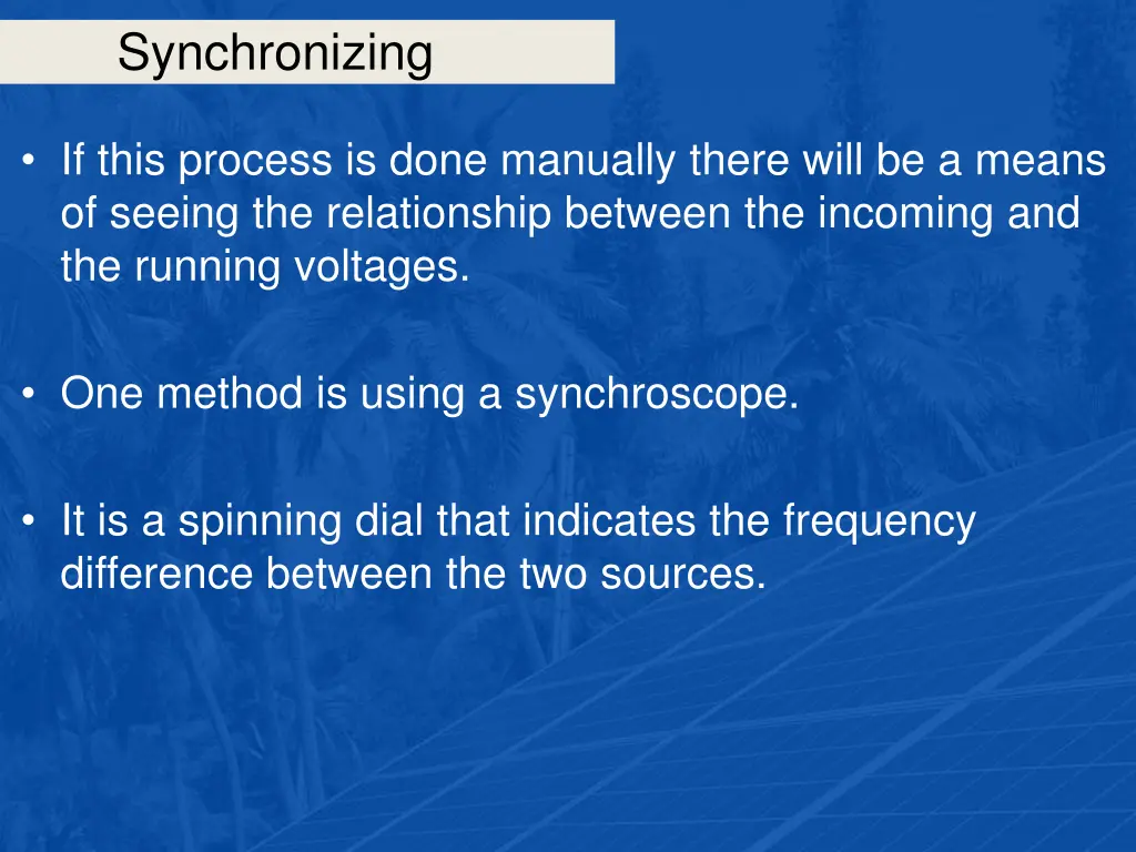 synchronizing 19