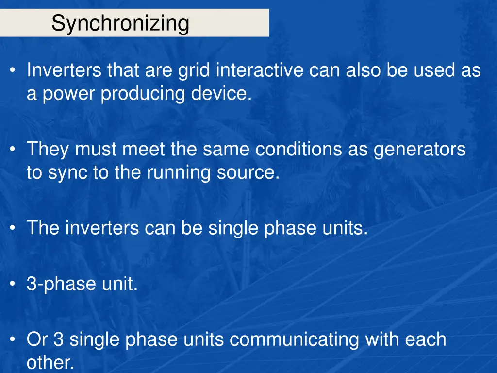 synchronizing 35