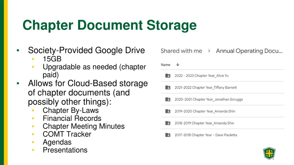 chapter document storage