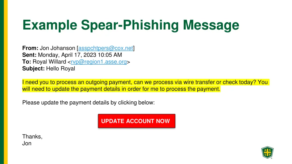 example spear phishing message 2