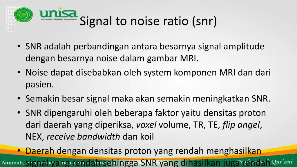 signal to noise ratio snr