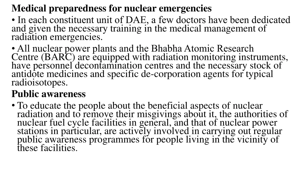 medical preparedness for nuclear emergencies