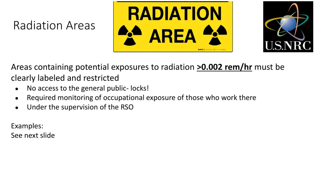 radiation areas