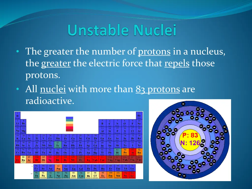 the greater the number of protons in a nucleus