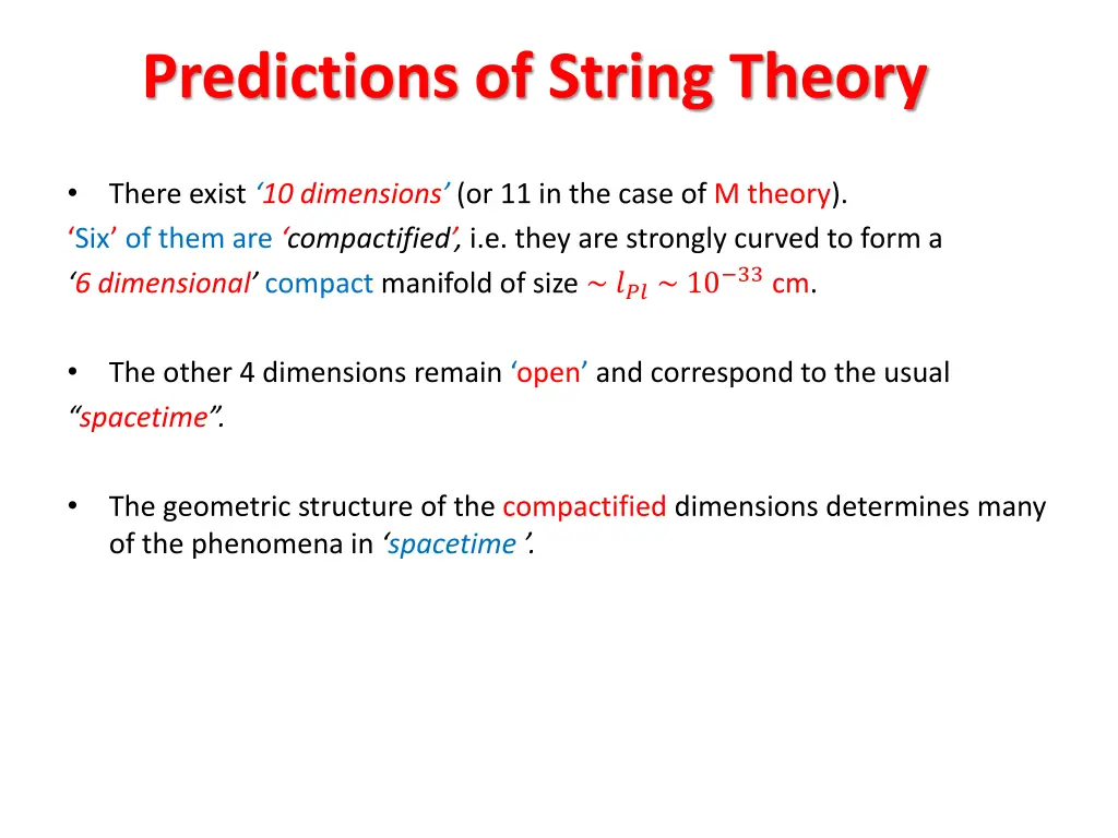 predictions of string theory