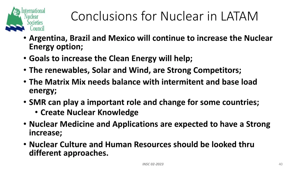 conclusions for nuclear in latam