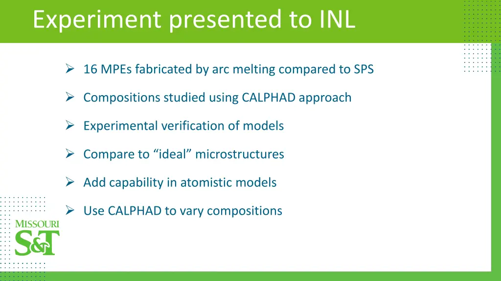 experiment presented to inl