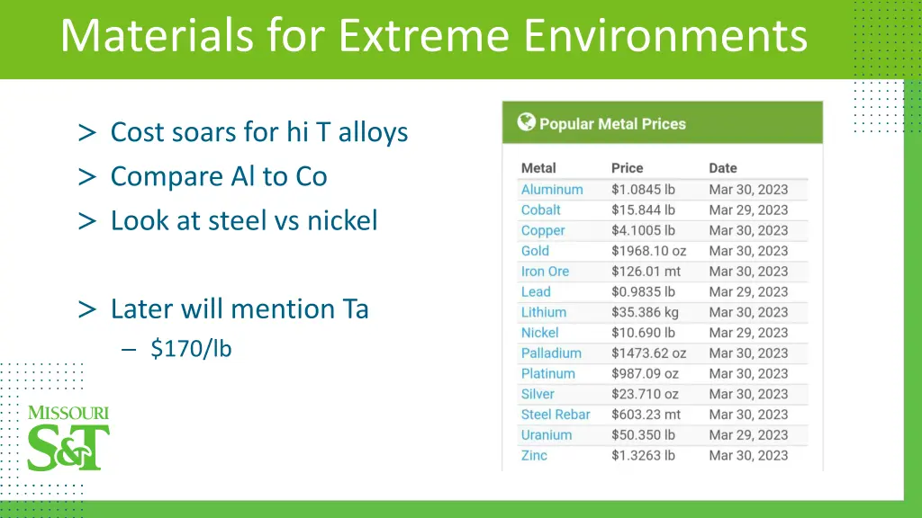 materials for extreme environments 2