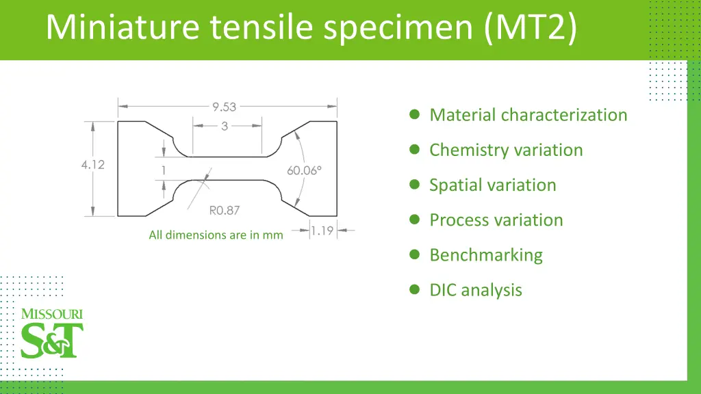 miniature tensile specimen mt2