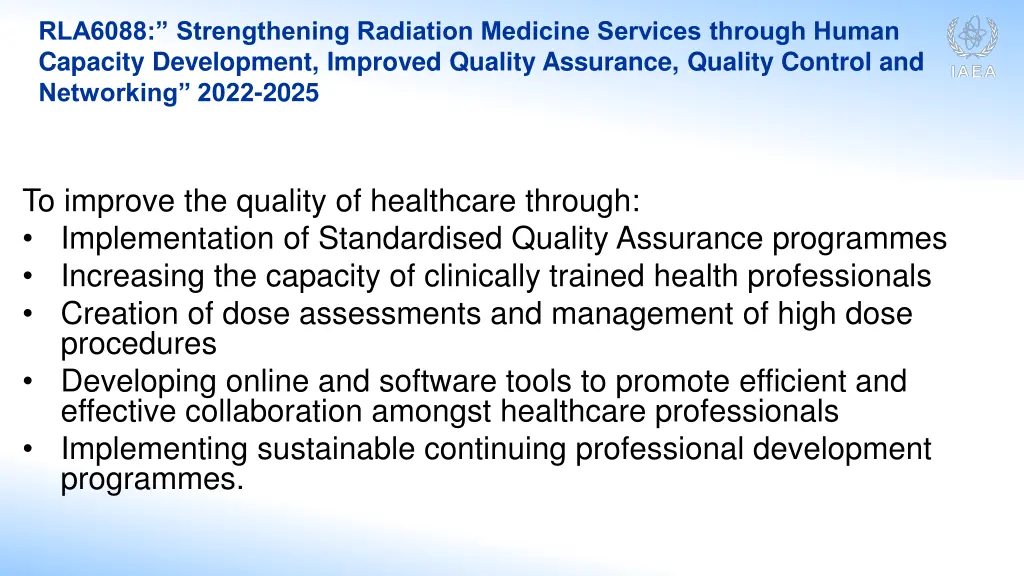 rla6088 strengthening radiation medicine services