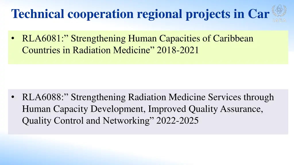 technical cooperation regional projects in car