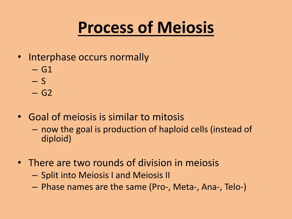 process of meiosis