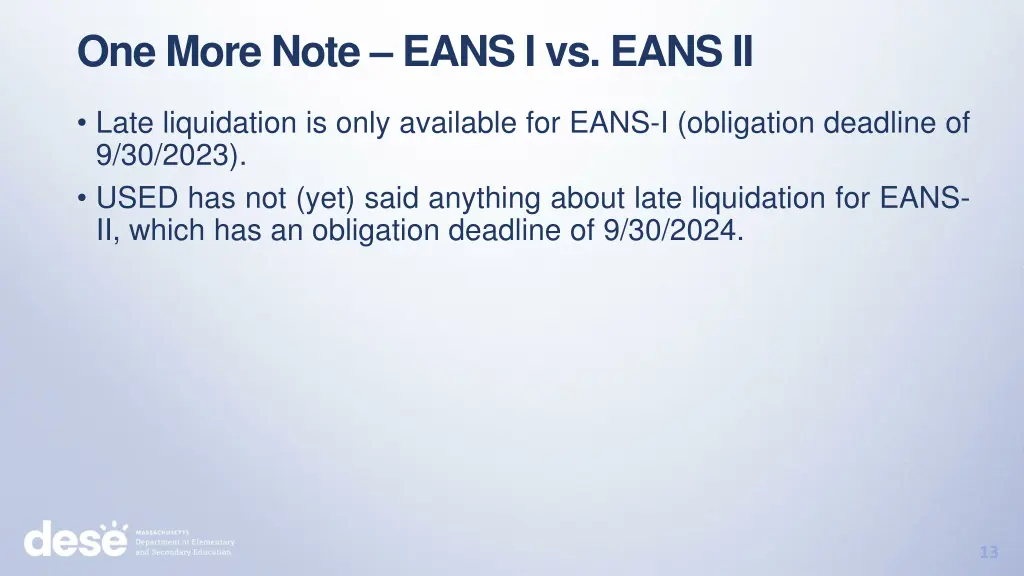 one more note eans i vs eans ii