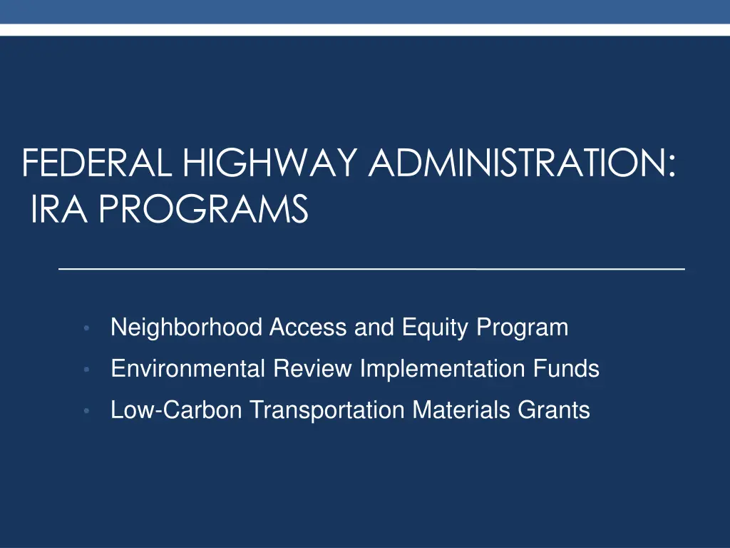 federal highway administration ira programs