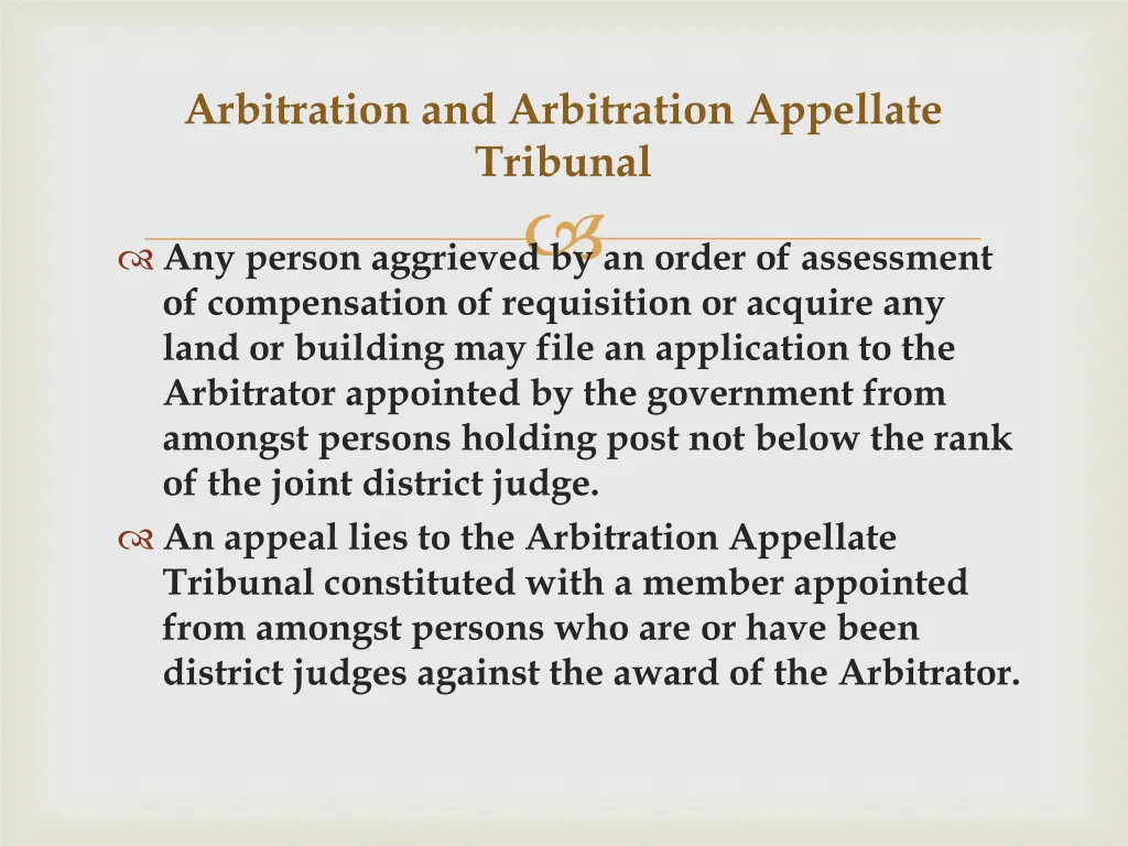 arbitration and arbitration appellate tribunal