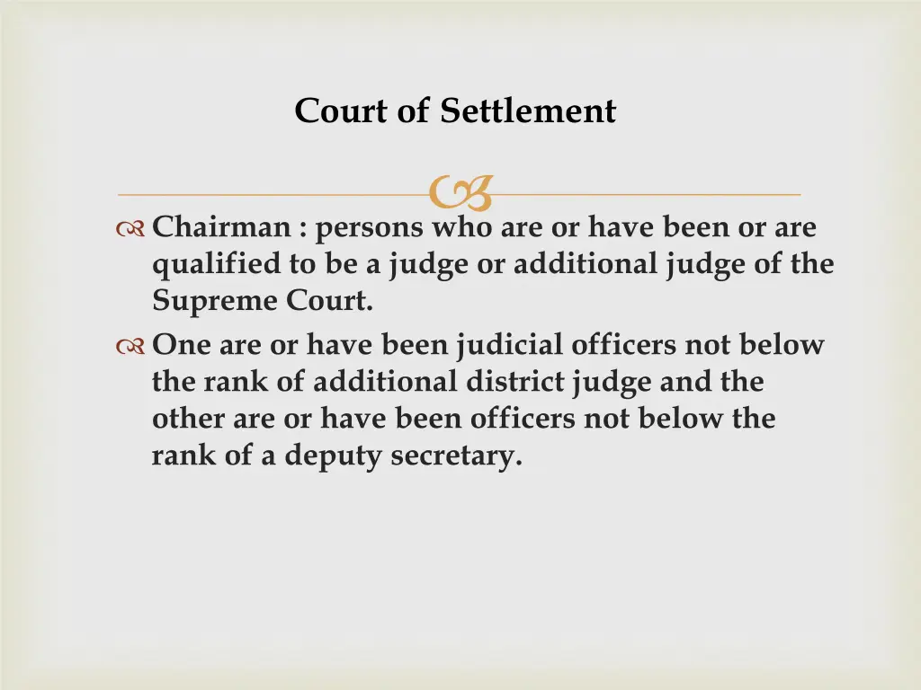 court of settlement