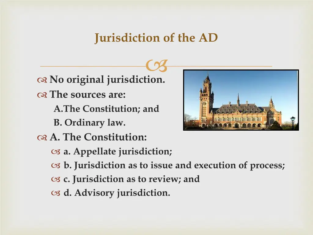 jurisdiction of the ad