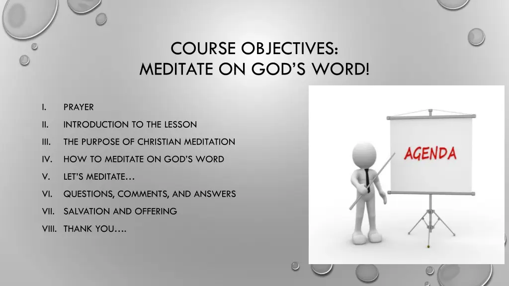 course objectives meditate on god s word