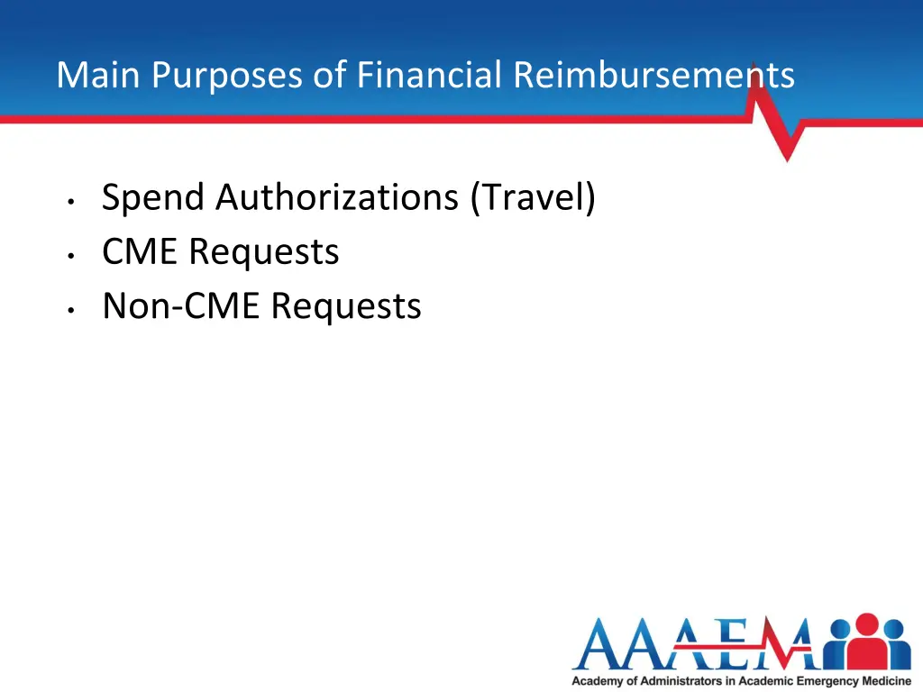 main purposes of financial reimbursements