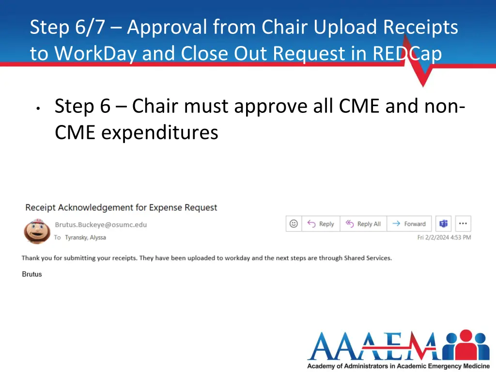 step 6 7 approval from chair upload receipts