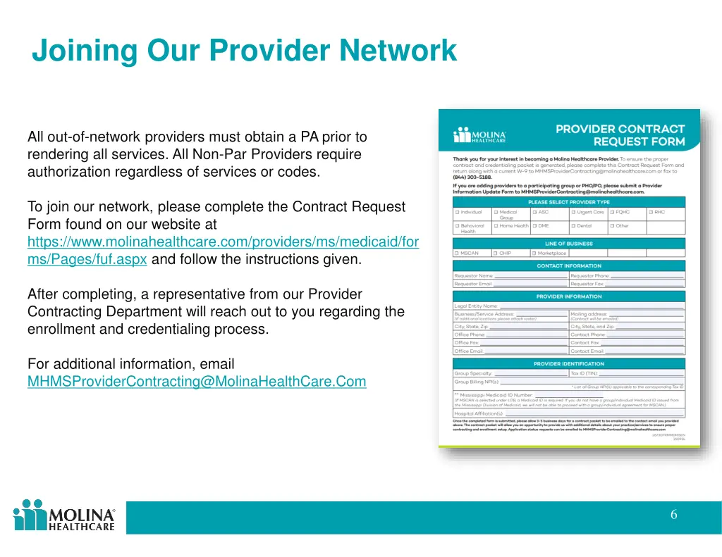 joining our provider network