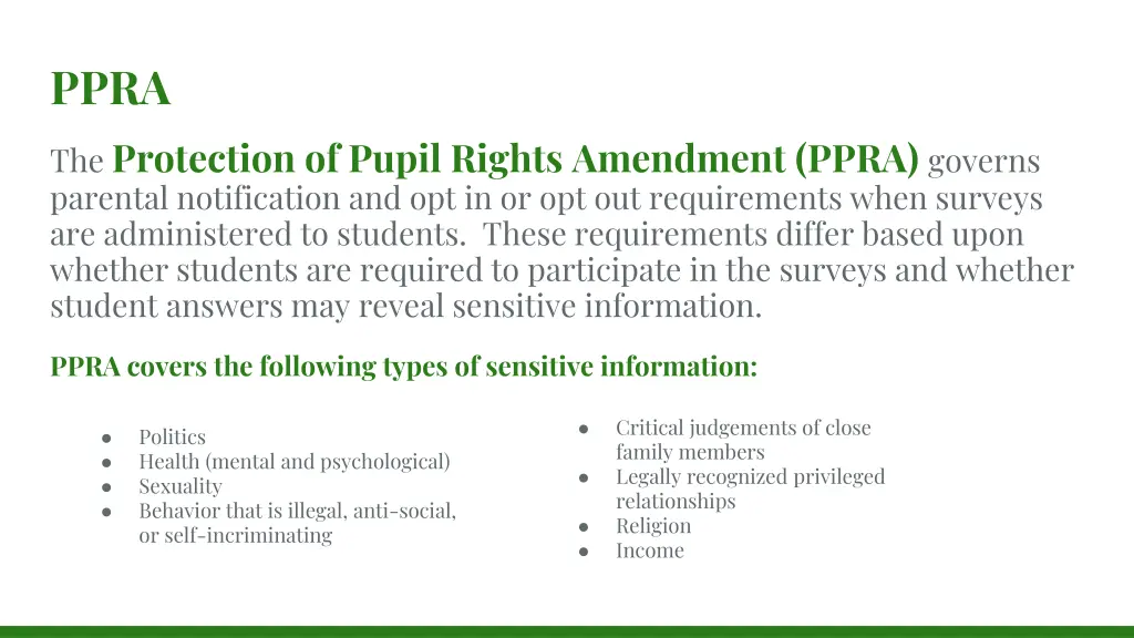 ppra the protection of pupil rights amendment