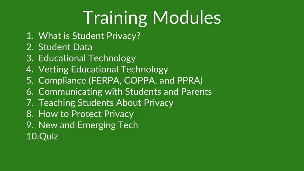 training modules 1 what is student privacy