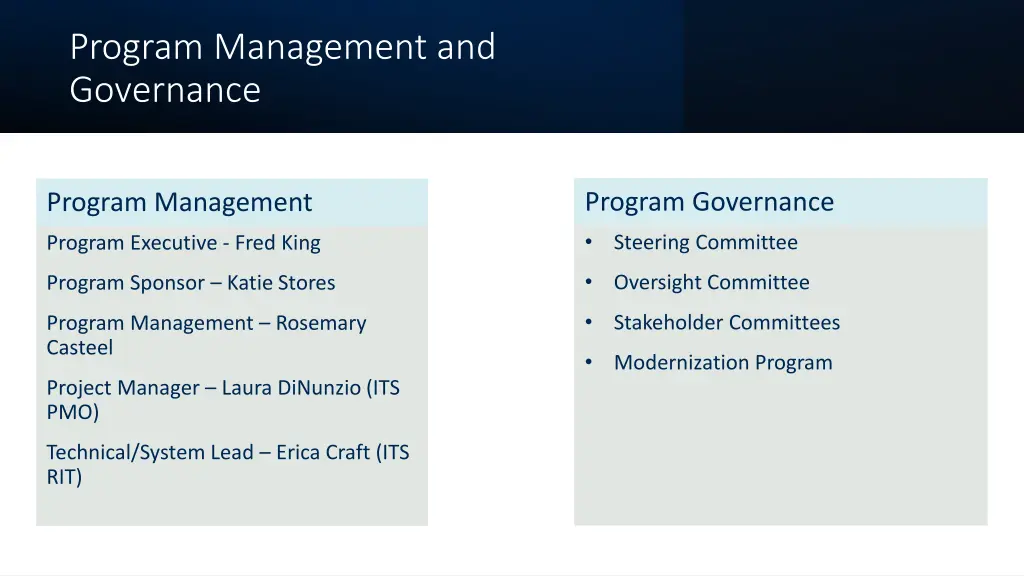 program management and governance