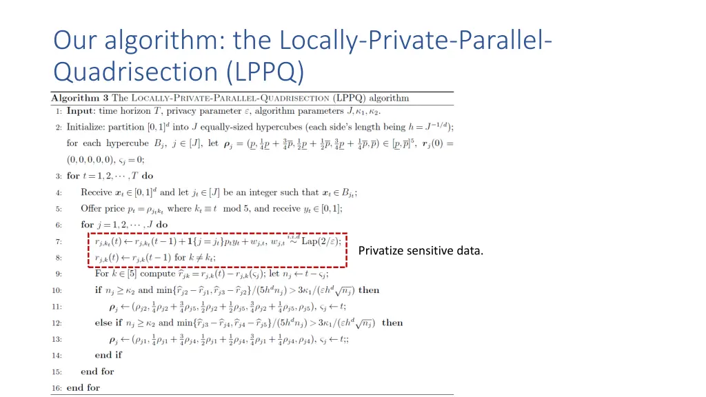 our algorithm the locally private parallel 4