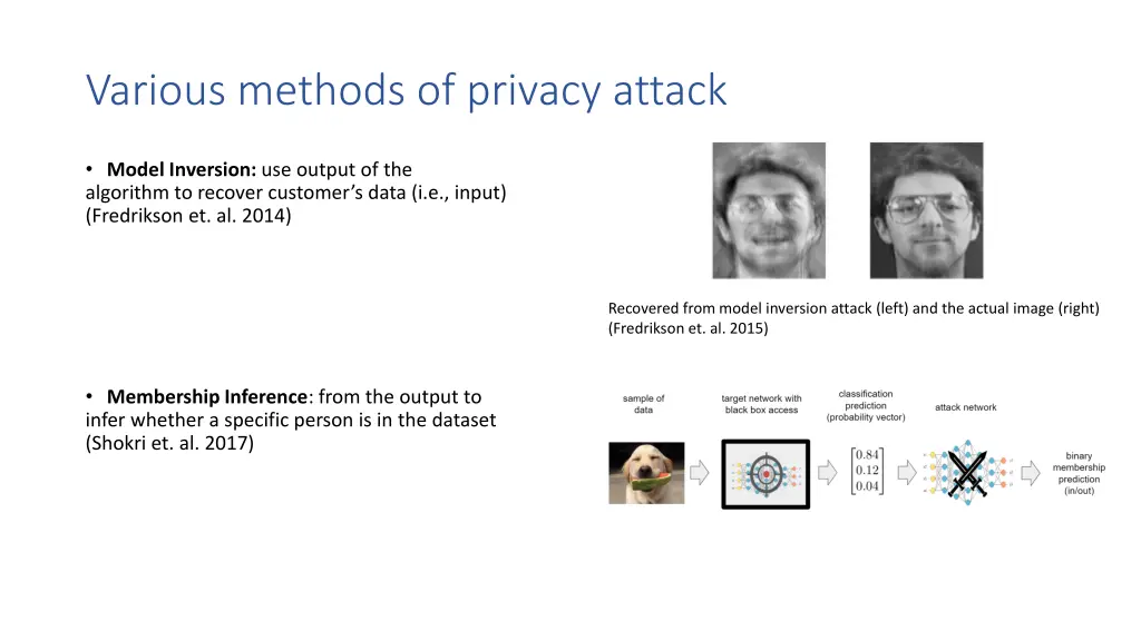 various methods of privacy attack