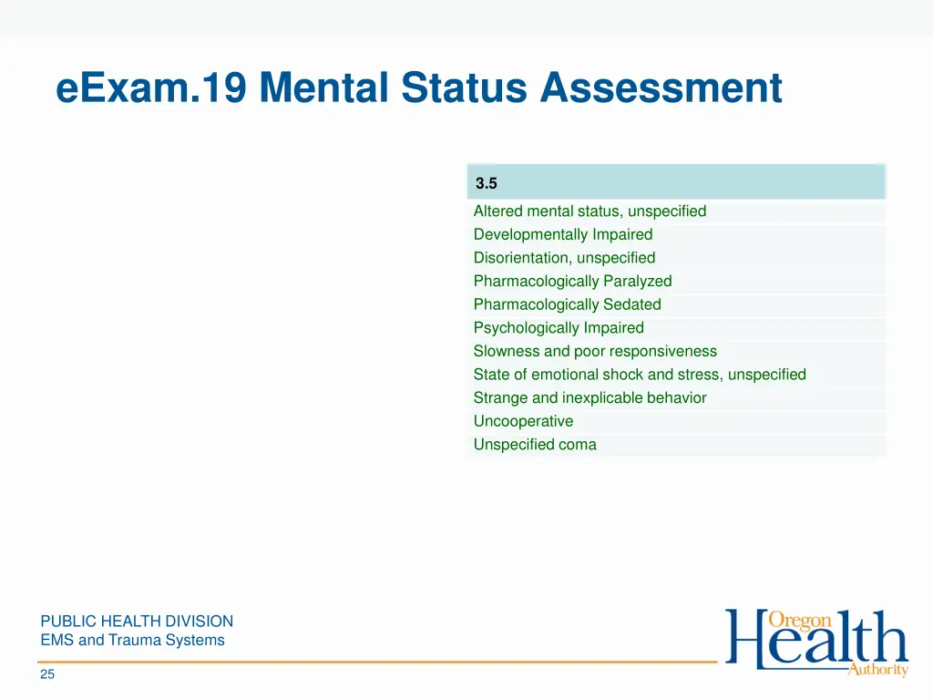 eexam 19 mental status assessment