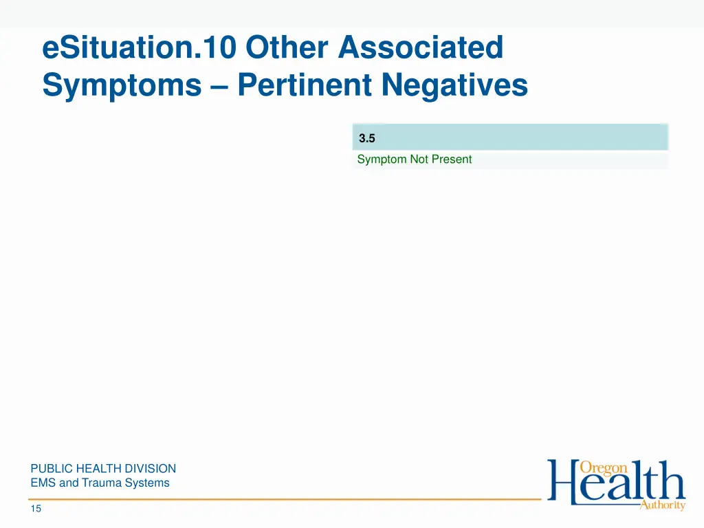 esituation 10 other associated symptoms pertinent