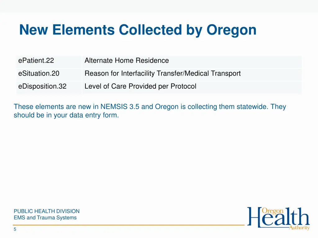 new elements collected by oregon