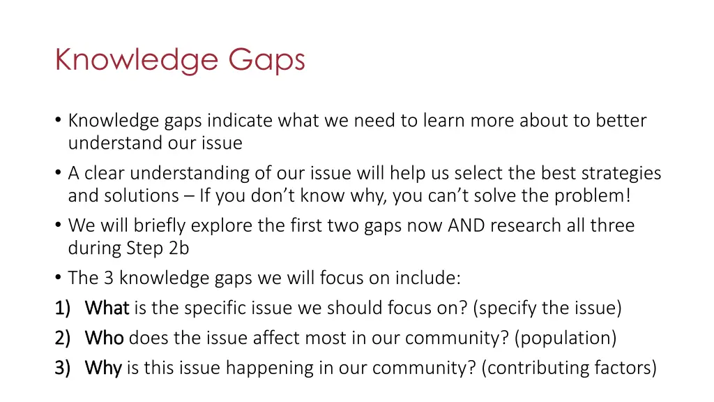 knowledge gaps