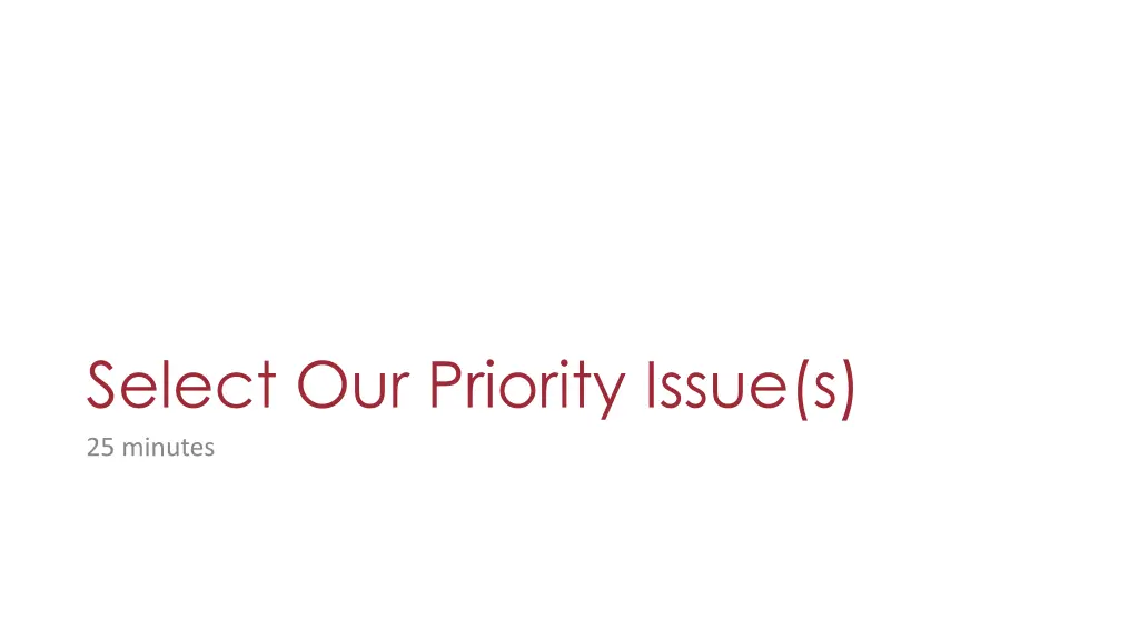 select our priority issue s 25 minutes