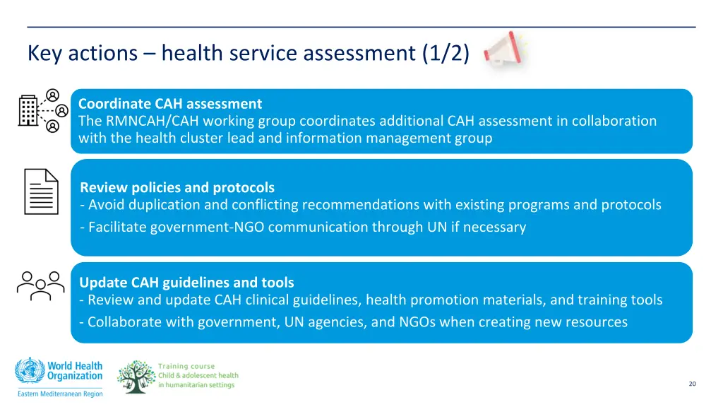 key actions health service assessment 1 2